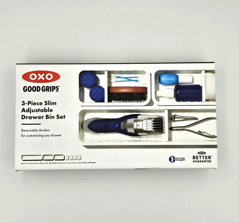 OXO Good Grips 3-Piece Slim Adjustable Drawer Organizer Bin Removable Dividers